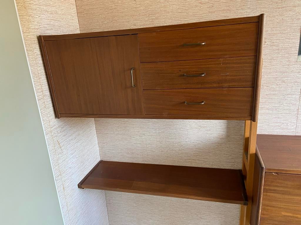 Vintage Simpla Lux wandmeubel - Jaren '60 design, Ophalen, Gebruikt, Met lade(s), 150 tot 200 cm