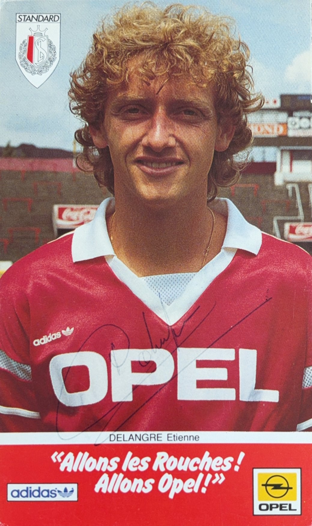 Spelerskaart Etienne Delangre - Standard Luik - 1988/1989, Verzenden, Zo goed als nieuw, Feyenoord, Spelerskaart