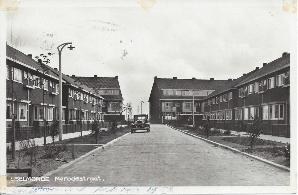 IJsselmonde (Z.H.) Merodestraat, Auto, gelopen 1953, Ophalen of Verzenden, 1940 tot 1960, Gelopen, Zuid-Holland