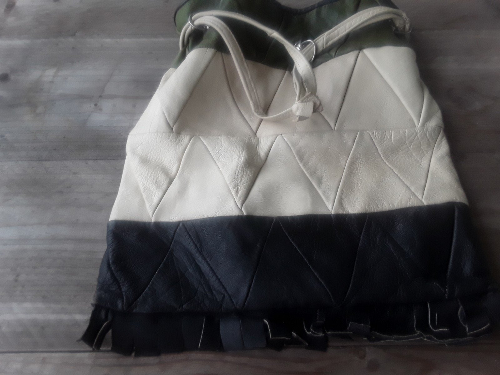 Retro patchwork shopper sixties, superzacht kwaliteitsleer, Ophalen of Verzenden