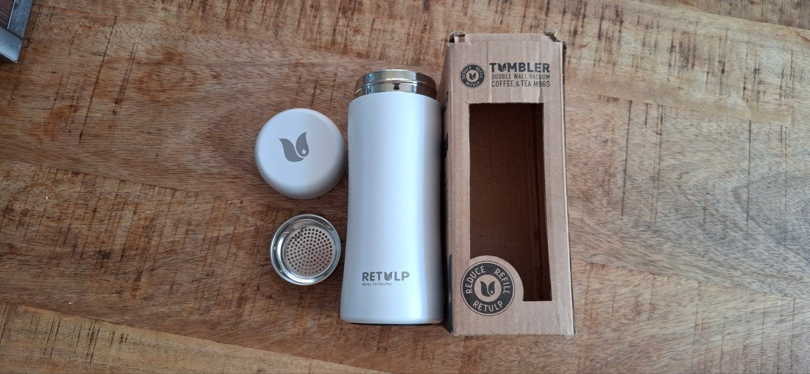 Retulp Tumbler - Dubbelwandige Koffie/Thee Mok, Overige typen, Nieuw, Ophalen of Verzenden, Metaal