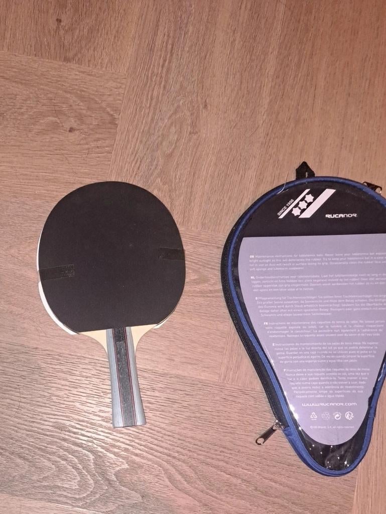 Rucanor Tafeltennisbatje met hoesje, Sport en Fitness, Tafeltennis, Ophalen of Verzenden, Zo goed als nieuw, Net, Batje(s) of Balletje(s)
