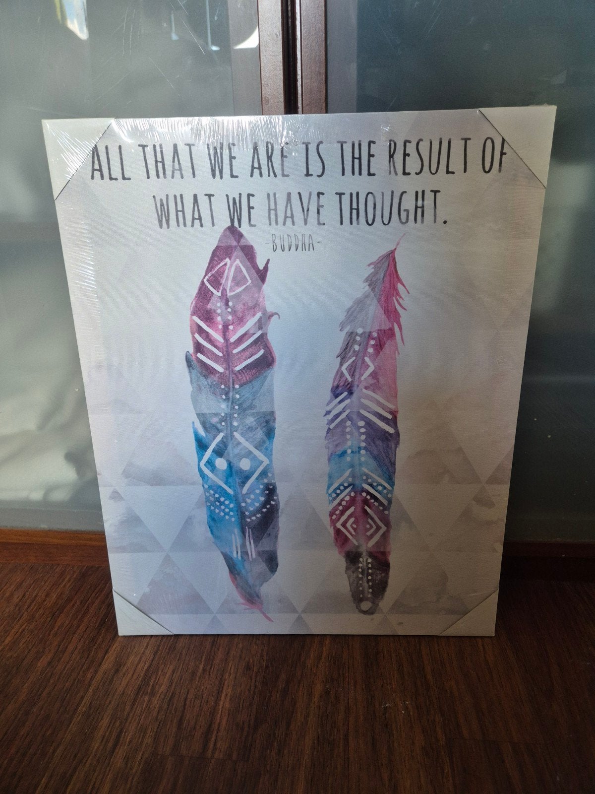 Canvas schilderij met veren en inspirerende tekst, Huis en Inrichting, Woonaccessoires | Schilderijen, Tekeningen en Foto's, 50 – 75