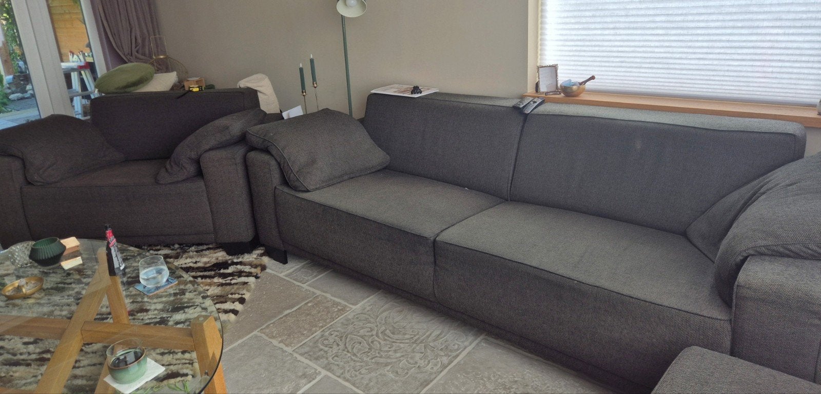 Moby banken: 3,5 zits, loveseat & poef, Ophalen, Gebruikt, Stof, Modern / klassiek