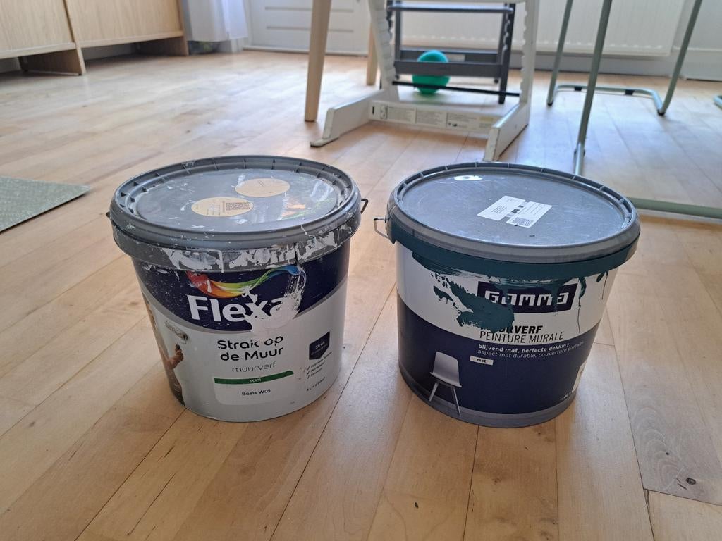 Emmers met verf - Flexa en Sigma, Doe-het-zelf en Verbouw, Verf, Beits en Lak, Ophalen, Gebruikt, Overige kleuren, Verf