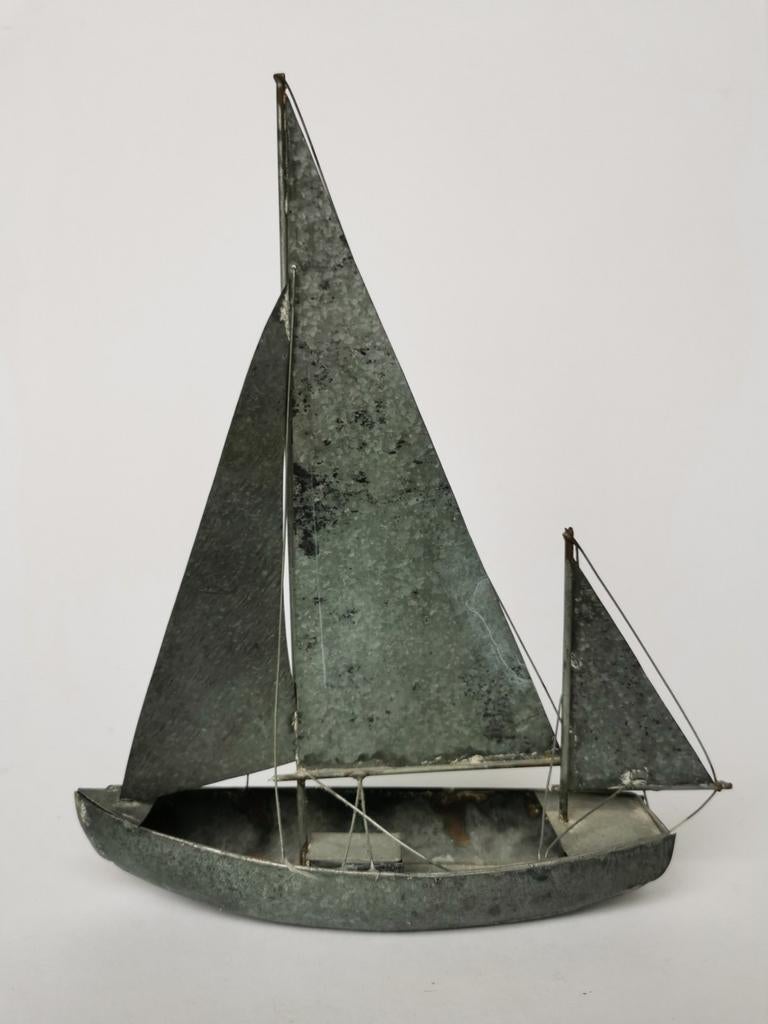 Vintage beeld metalen boot zeilschip nautisch, Verzenden