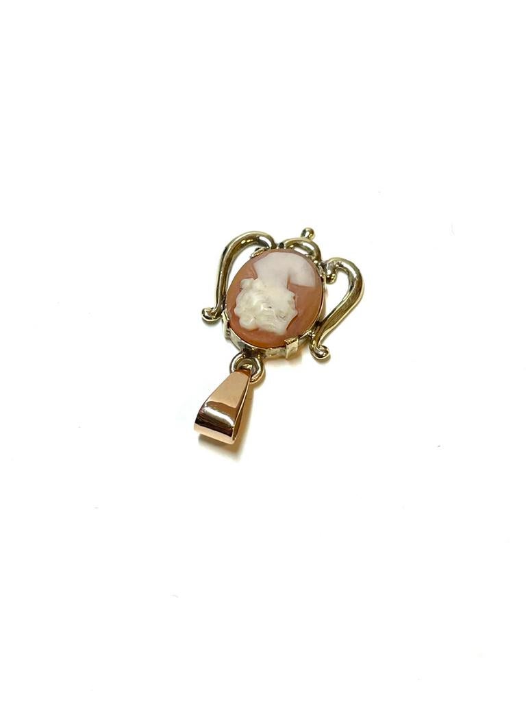 14k gouden hanger met een camee, Overige voorstellingen, -, -, Ophalen of Verzenden