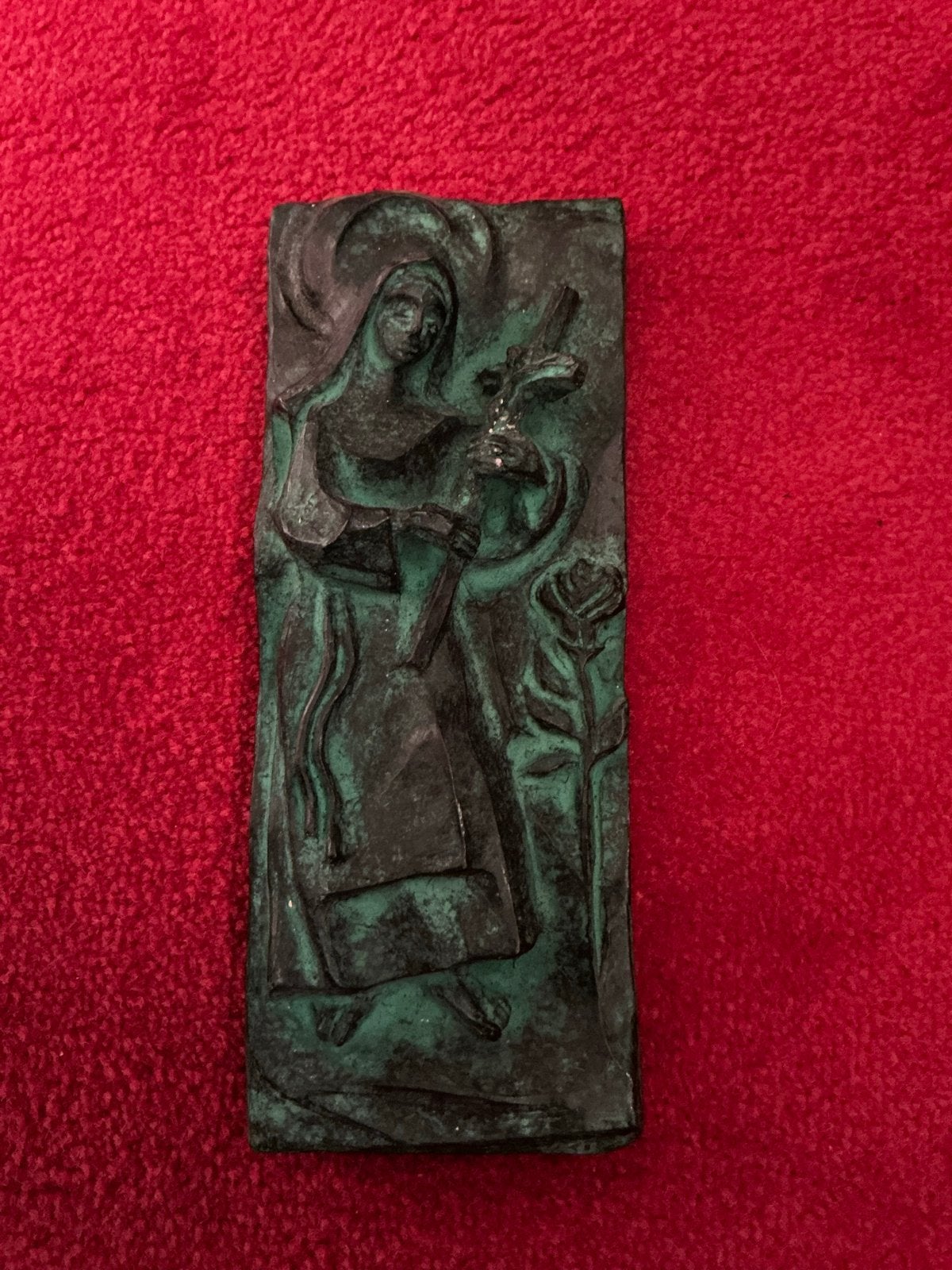 Uniek stenen plaquette ❤️ reliëf H. Theresia binnen /buiten, Ophalen of Verzenden