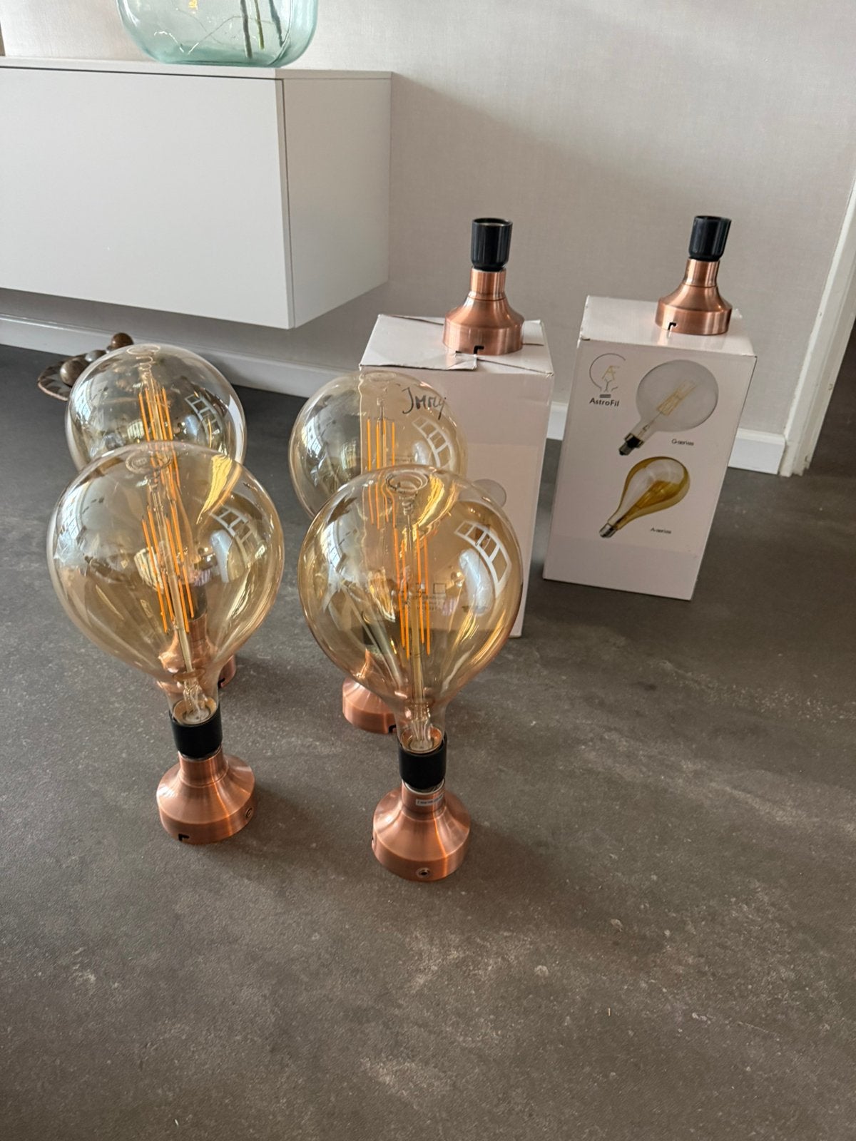 6 nieuwe Astrofil XXL lampen met flandfond bevestiging, Ophalen, Zo goed als nieuw, E27 (groot), Led-lamp