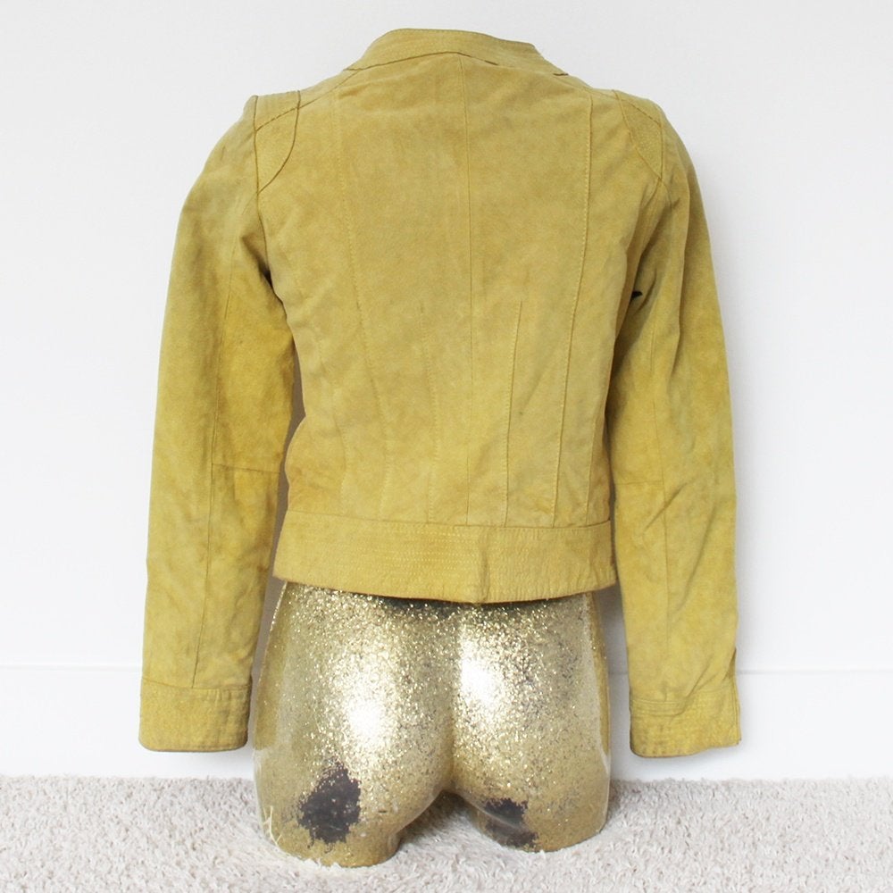 Prachtige Suede/Leren Ibana Jas (S) € 95,-, Geel, Ophalen of Verzenden, Zo goed als nieuw, Maat 36 (S)