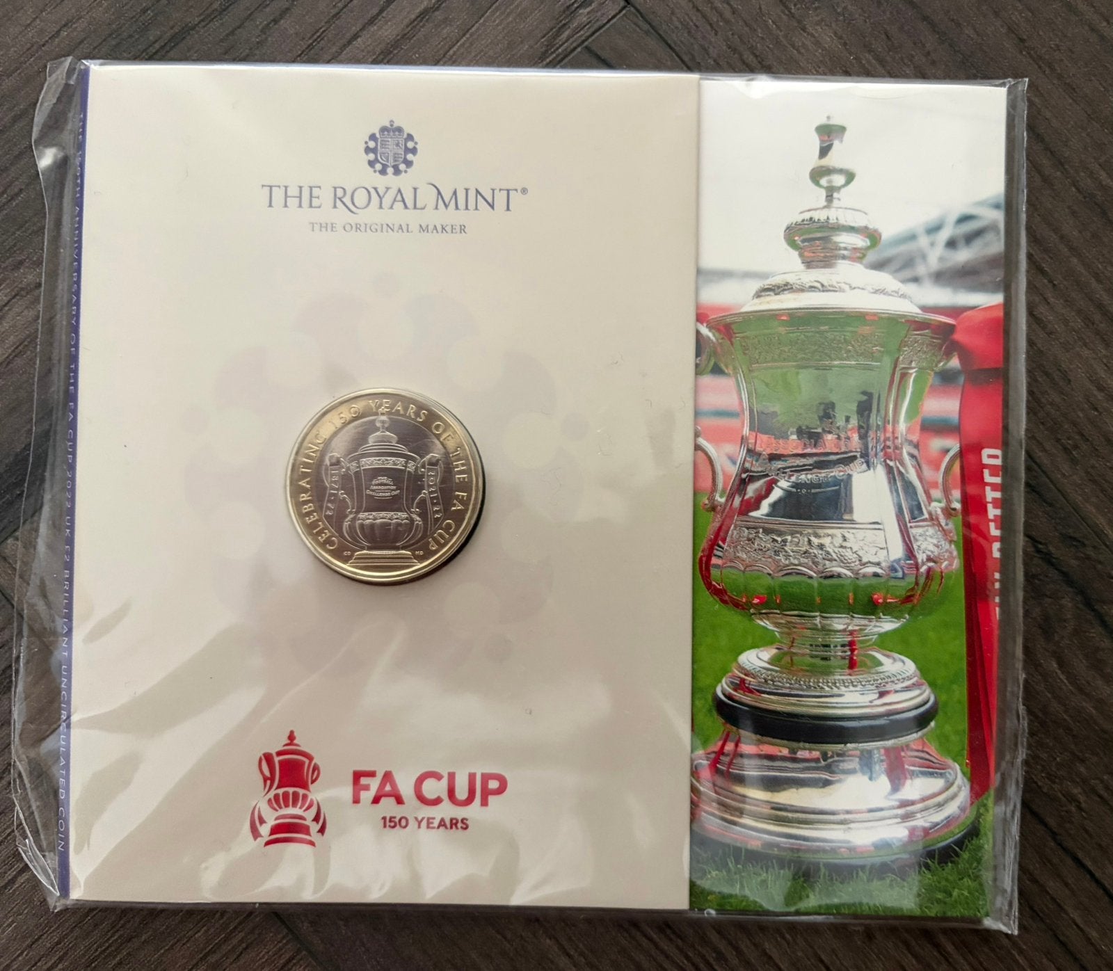 FA Cup 150 jaar, twee pond munt, ongeopend, Ophalen of Verzenden, 2 euro