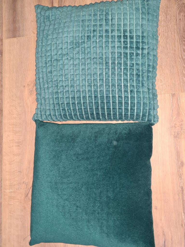 2 verschillende groene kussens van Leenbakker, Huis en Inrichting, Ophalen of Verzenden, Zo goed als nieuw, Groen, Vierkant