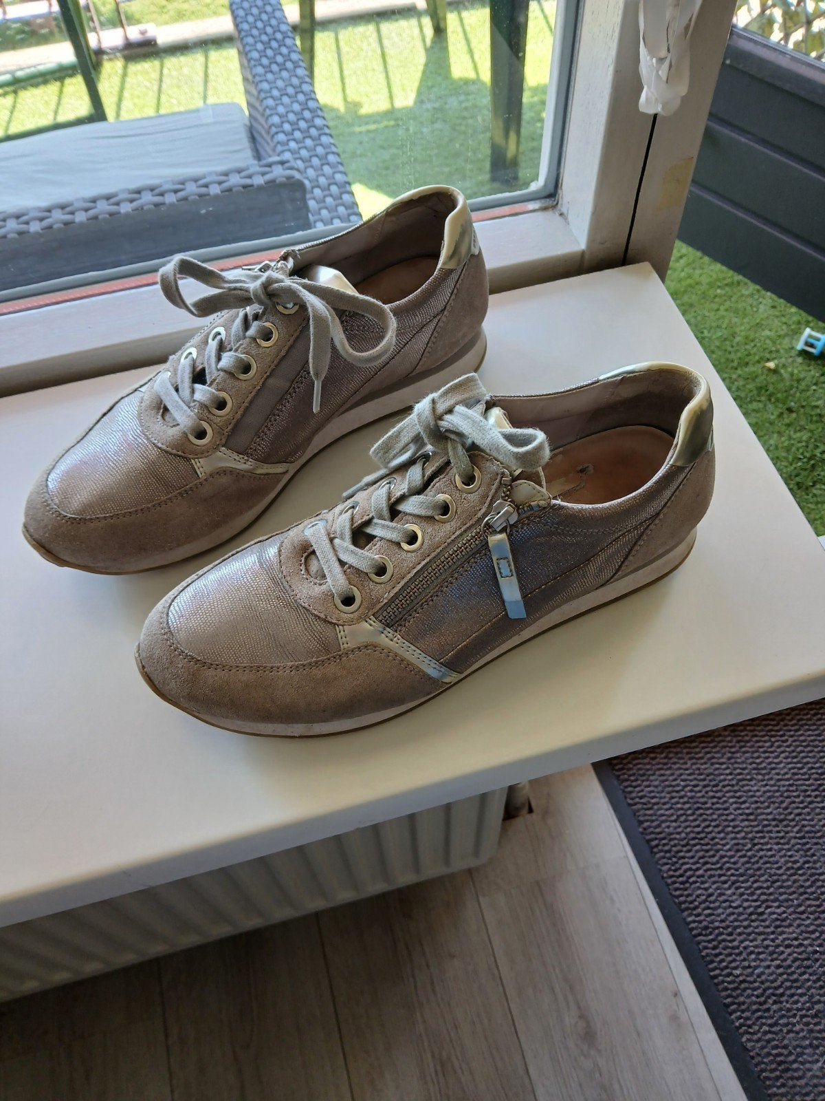 GABOR leder sneakers mt 42 beige, Verzenden, Beige, GABOR, Sneakers of Gympen