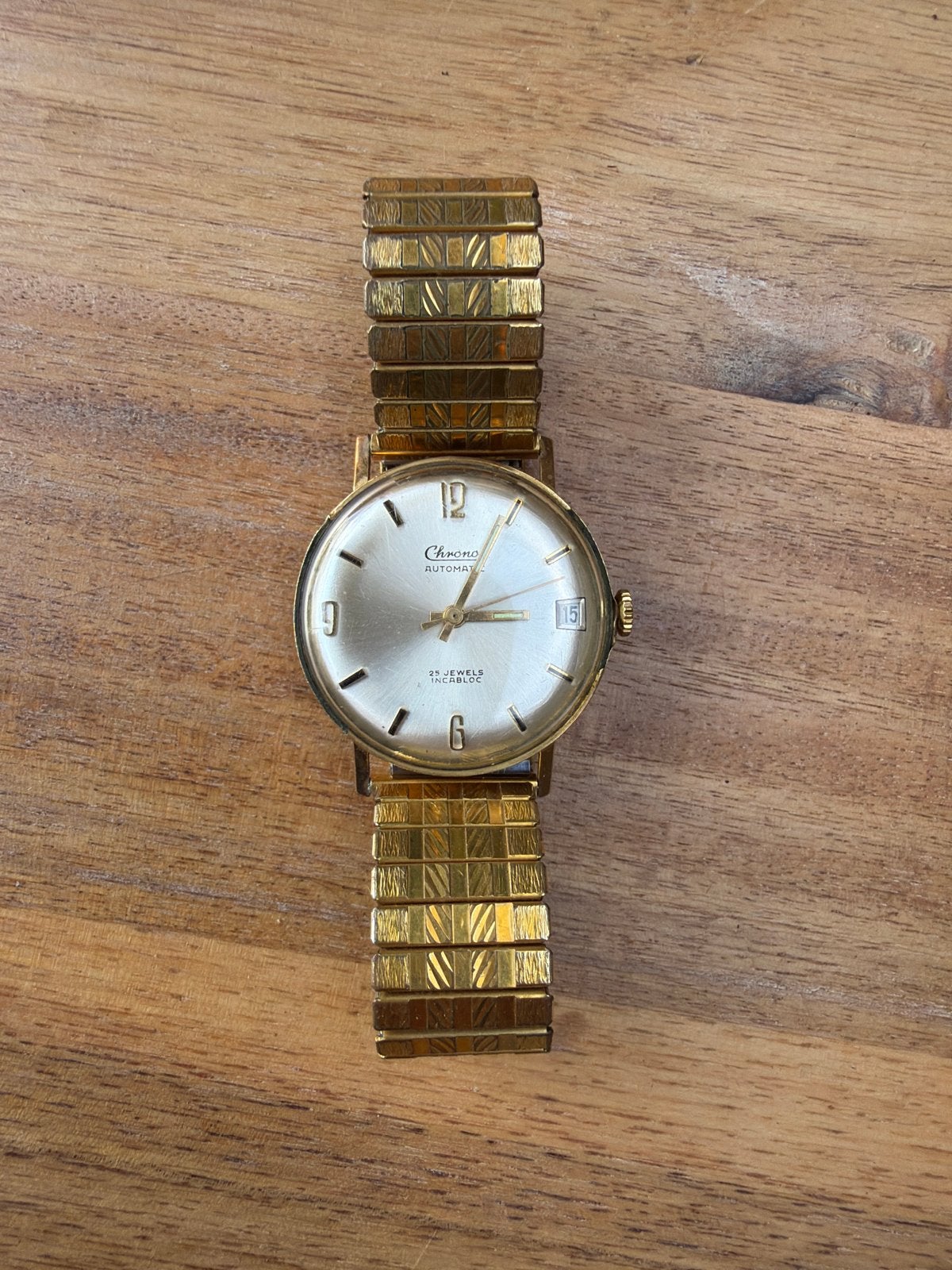 Vintage Chronos Automatic 25 Jewels – 14K gouden kast, Overige merken, Overige materialen, Met bandje, Polshorloge