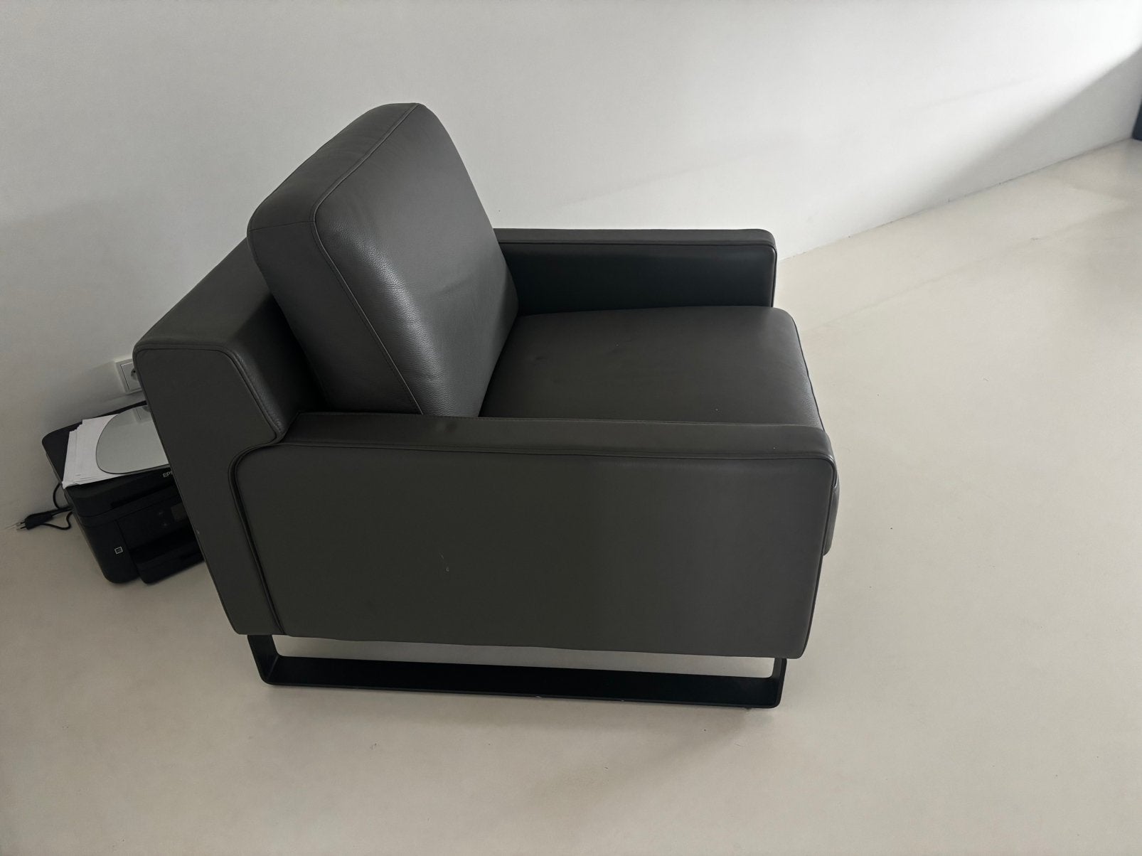 rolf benz fauteuil leer, Ophalen of Verzenden, Zo goed als nieuw, Grijs