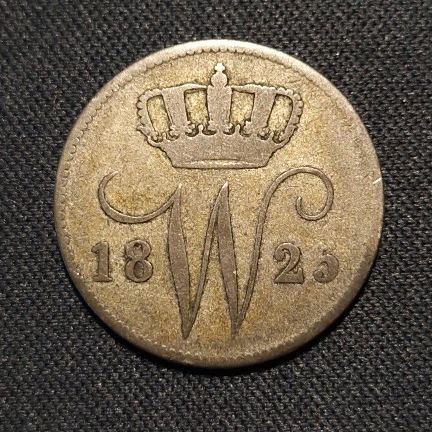 25 cent 1825 U, Postzegels en Munten, Munten | Nederland, Verzenden, Zilver, 25 cent, Koning Willem I