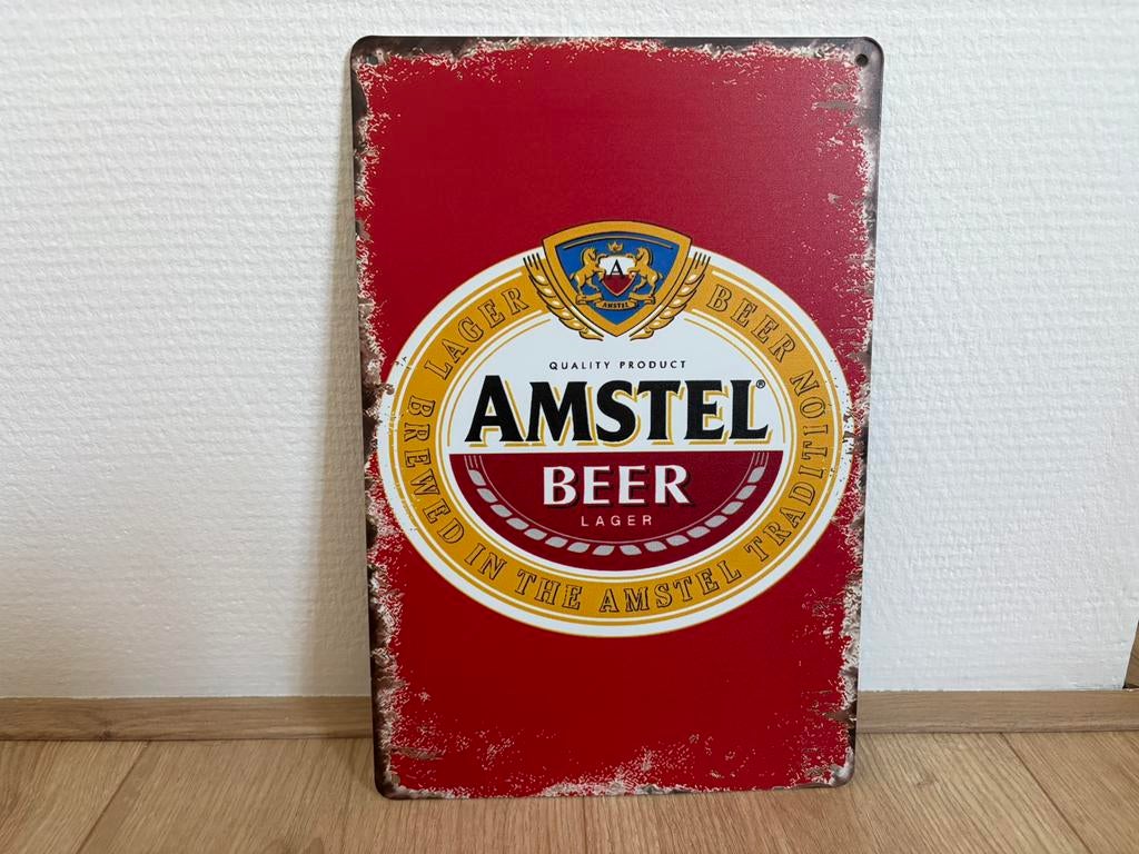 Prachtig vintage reclamebord Amstel Bier (30x20), Ophalen of Verzenden, Zo goed als nieuw, Reclamebord