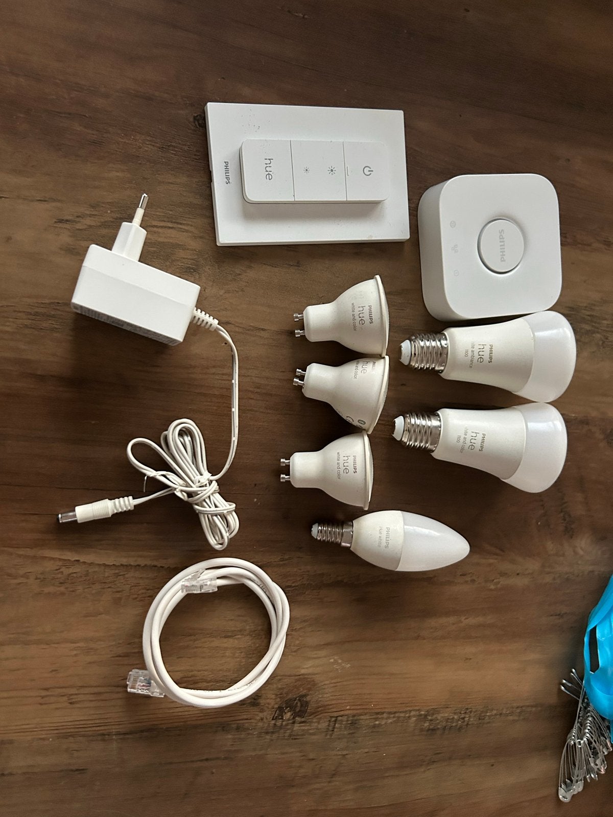 Philips Hue Starterset met Bridge, Dimmer en diverse lampen, Ophalen, Gebruikt, Smart lamp, Bedienbaar via app