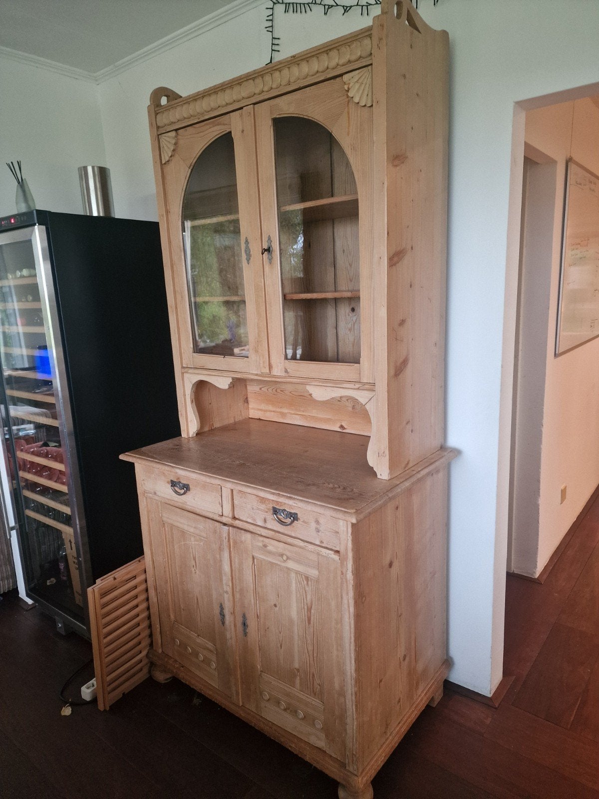 Antieke grenen buffetkast met vitrine, Huis en Inrichting, Ophalen of Verzenden