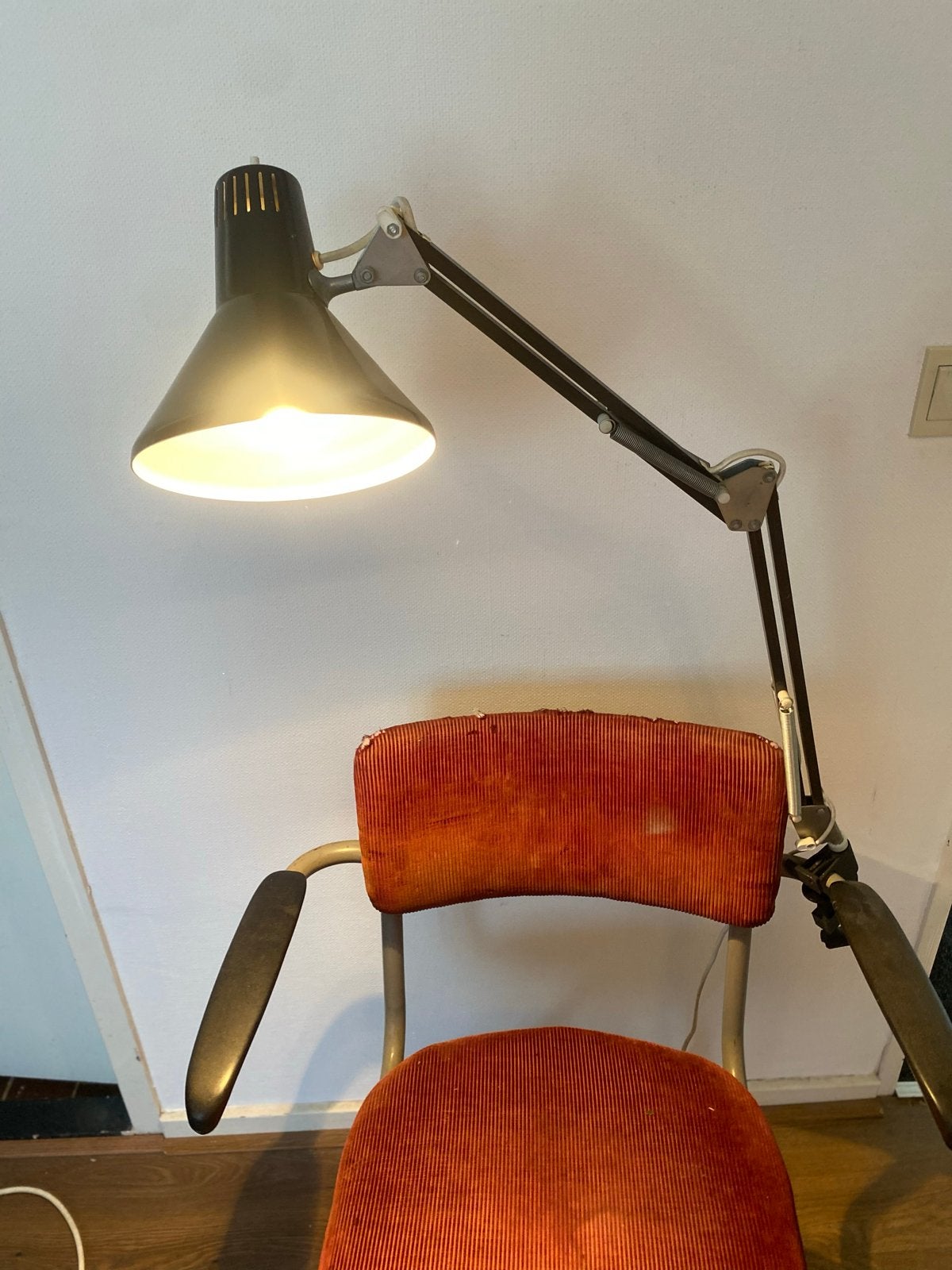 Vintage Bruine Architecten Lamp - Bureaulamp, Huis en Inrichting, Lampen | Tafellampen, Ophalen of Verzenden, Bureaulamp, Verstelbaar