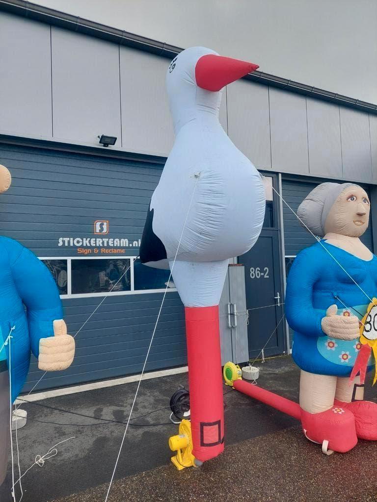 Te huur: geboorte ooievaar, opblaasbare Abraham en, Hobby en Vrije tijd, Ophalen of Verzenden, Gebruikt, Geboorte of Huwelijk