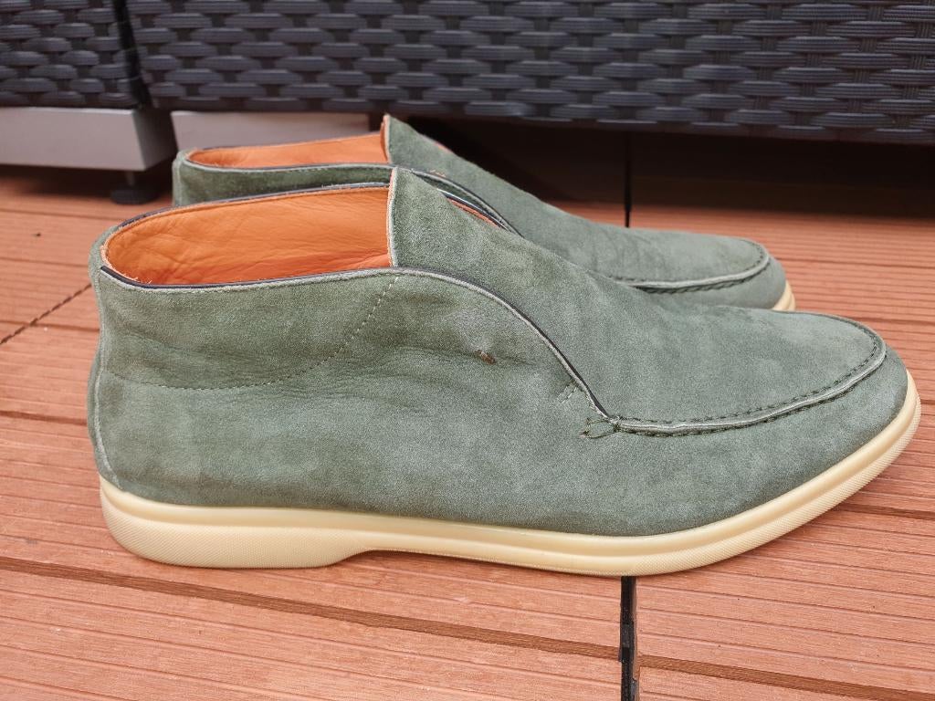 Andrea Ventura Firenze mt.41 Sailor groen suede instappers, Loafers, Overige kleuren, Andrea Ventura Firenze, Ophalen of Verzenden
