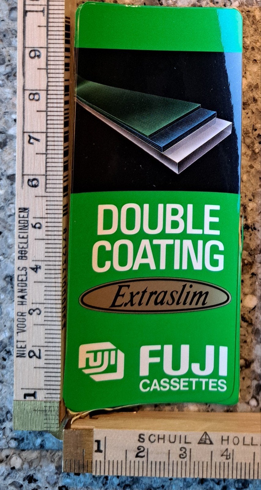 Vintage sticker FUJI CASSETTES groene  achtergrond merk logo, Ophalen of Verzenden, Zo goed als nieuw, Overige typen
