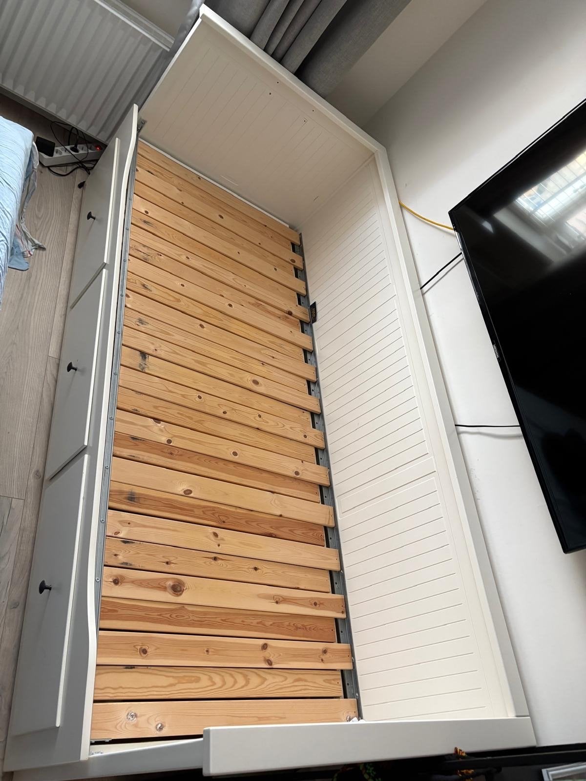 IKEA Hemnes Bedbank - Wit, uitschuifbaar met lades, Ophalen, Wit, Tweepersoons, 80 cm