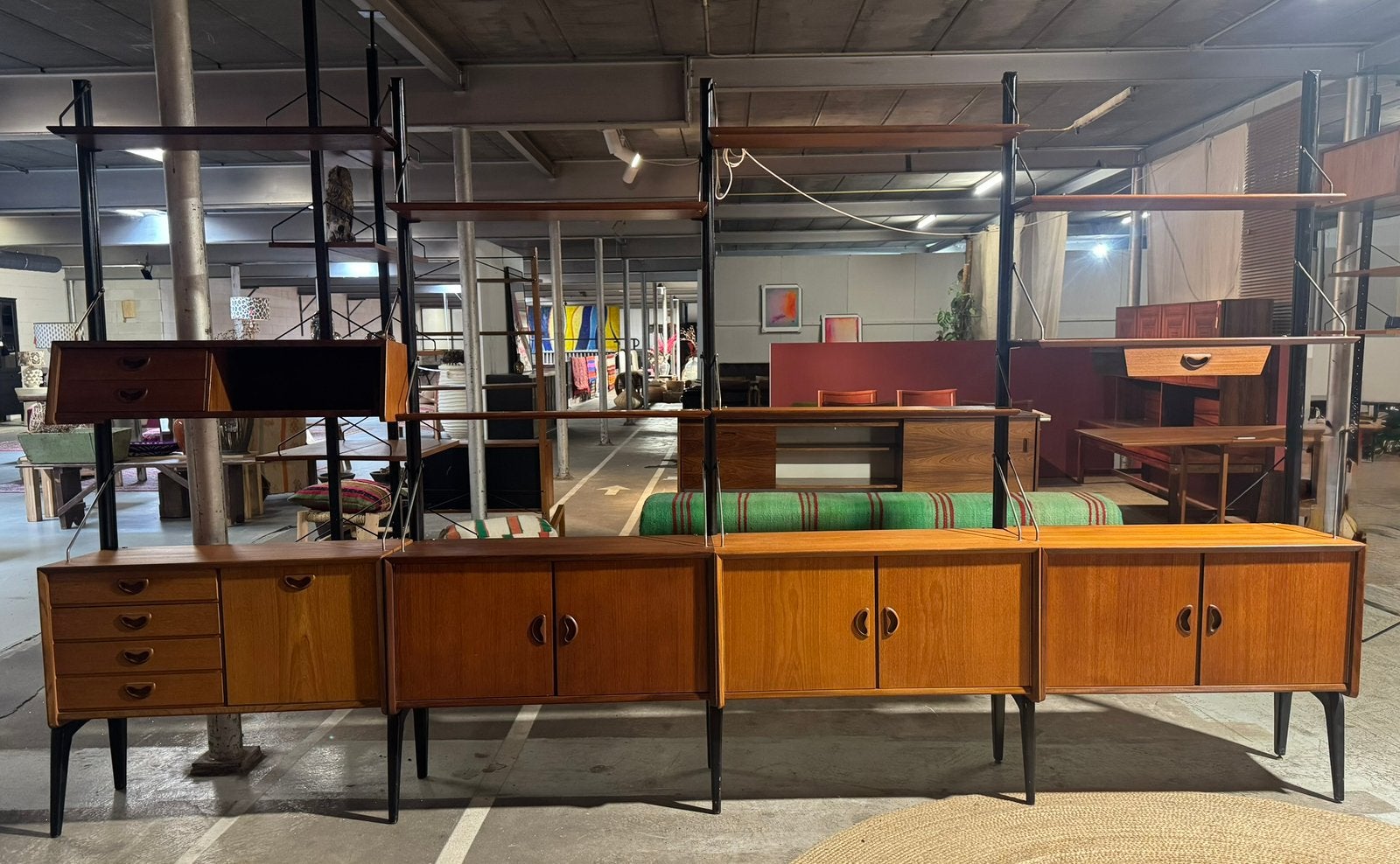 Louis van Teeffelen voor WeBe vintage modulair wandsysteem, Gebruikt, 200 cm of meer, Teakhout, 300 cm of meer