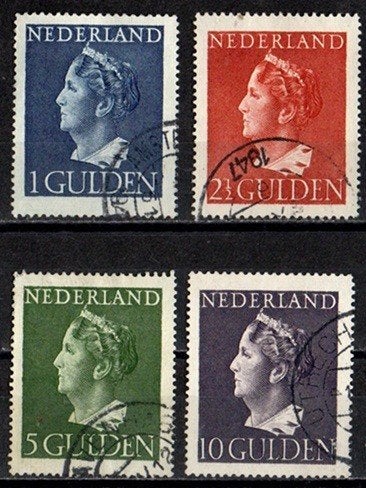 Nederland nr. 346-349 Koningin Wilhelmina gestempeld, Postzegels en Munten, Postzegels | Nederland, Verzenden, Na 1940, Gestempeld