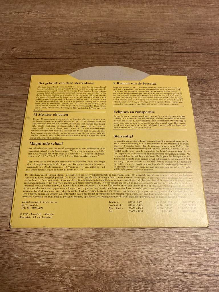 Astro-Disc Sterrenkaart Volkssterrenwacht Simon Stevin, Ophalen of Verzenden, Gebruikt