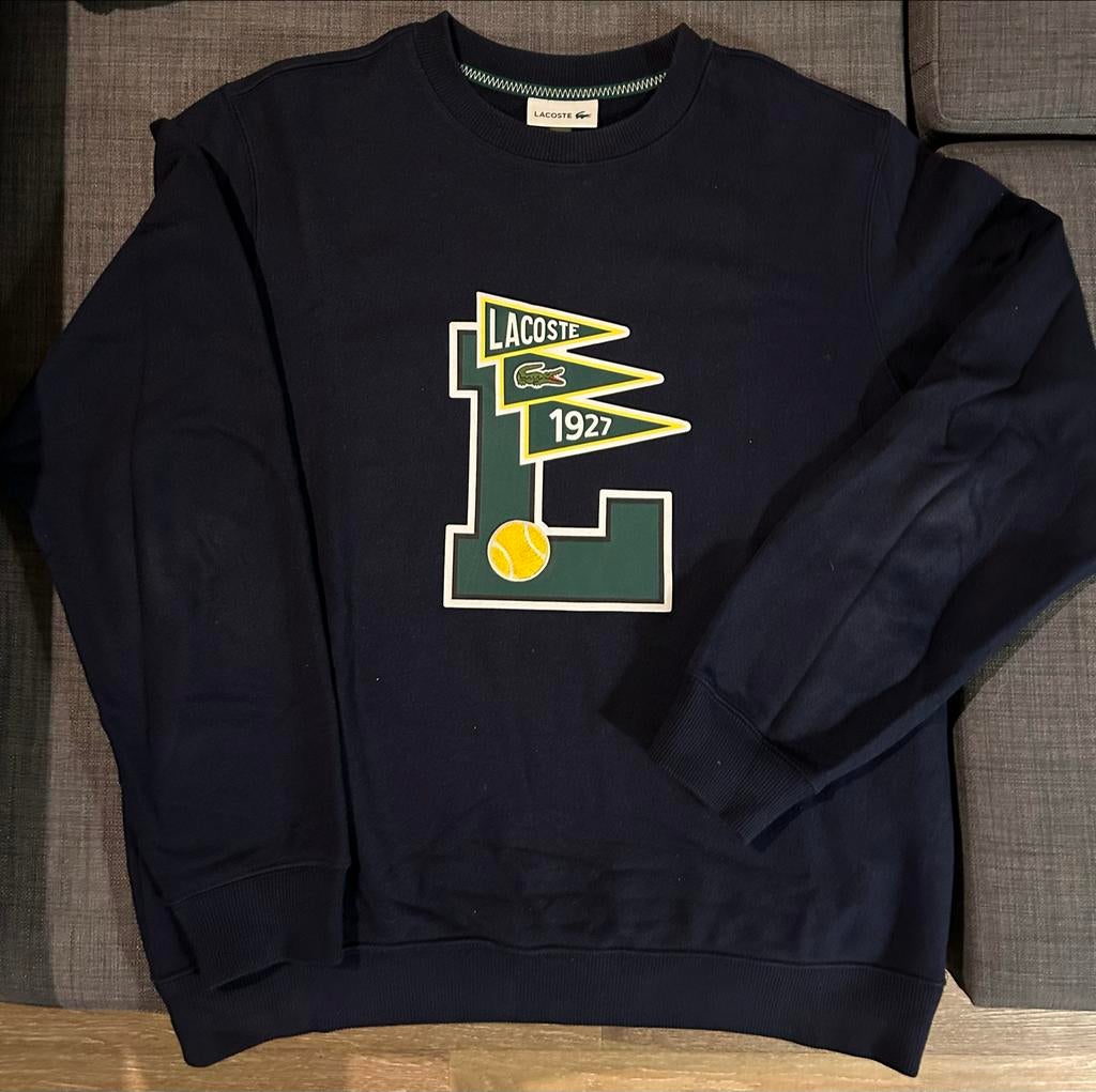 Lacoste Blauwe Sweater - Tennis Collectie, Kleding | Heren, Truien en Vesten, Zo goed als nieuw, Maat 52/54 (L), Blauw, Ophalen of Verzenden