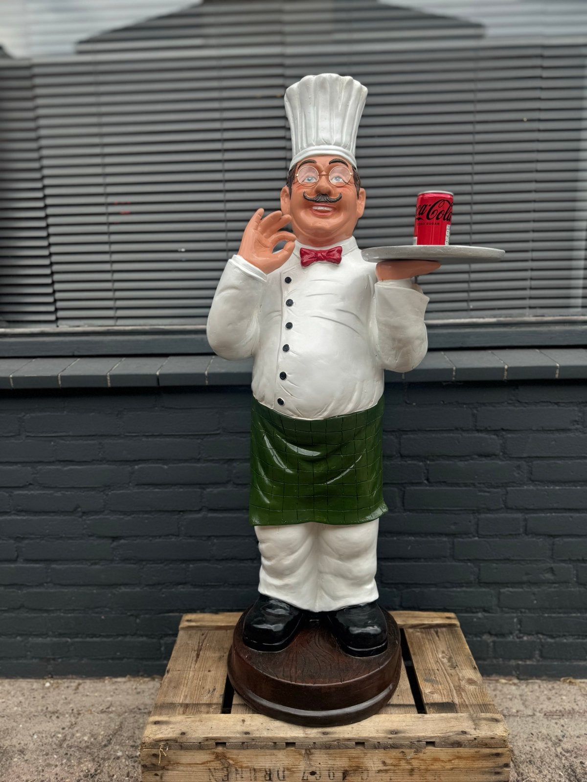 Grote Chef-kok Beeld met Dienblad - Perfect voor Horeca, Ophalen, Zo goed als nieuw, Mens