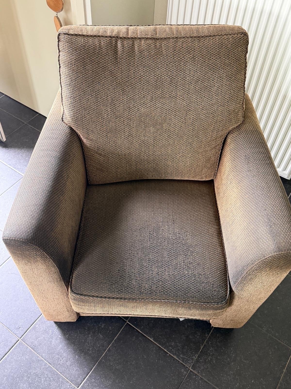 2 Comfortabele fauteuil - Bruin gestoffeerd, Ophalen of Verzenden, Gebruikt, Stof, 75 tot 100 cm
