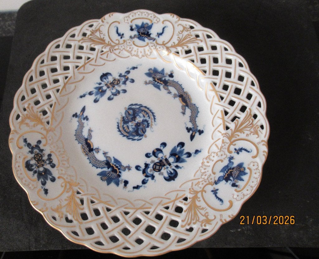 MEISSEN BORDJE -REICHER DRACHE/ RIJKE DRAAK-DURCHBRUCH, Ophalen of Verzenden