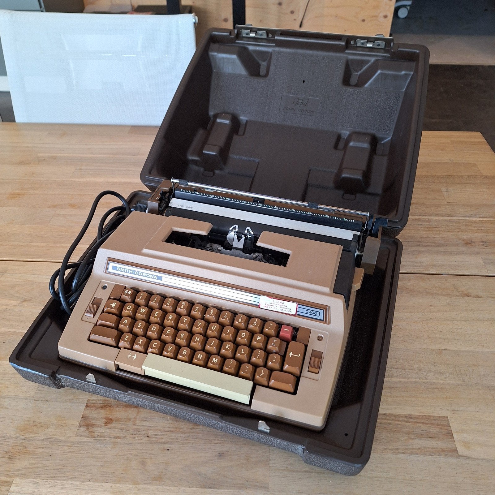 Vintage Smith-Corona C 400 elektrische typemachine – met kof, Diversen, Ophalen, Gebruikt