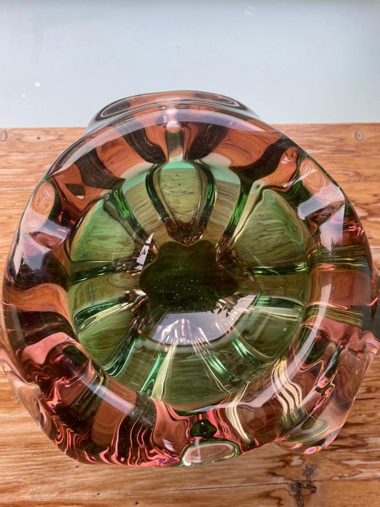 Groen bruine Murano schaal., Antiek en Kunst, Ophalen of Verzenden
