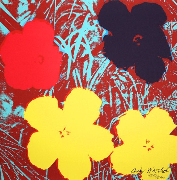 Andy Warhol Kleur Lithografie " Poppy Flowers Nr 8 " Ges Gen, Gelimiteerde oplage, Ophalen of Verzenden, Dieren en Natuur, Lithografie