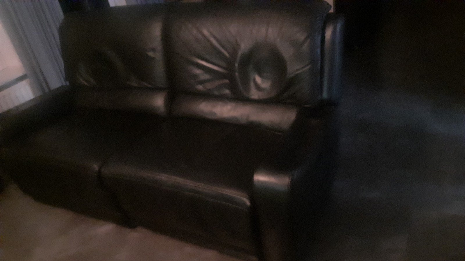 Zwarte leren 2-zitsrelaxbank en fauteuil, Gebruikt, 150 tot 200 cm, Tweepersoons, Ophalen of Verzenden