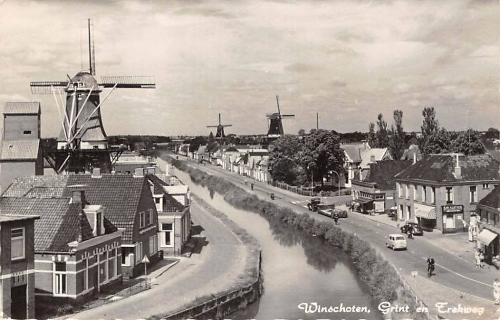 Winschoten Grint en Trekweg en drie molens, Ophalen of Verzenden, 1960 tot 1980, Gelopen, Groningen