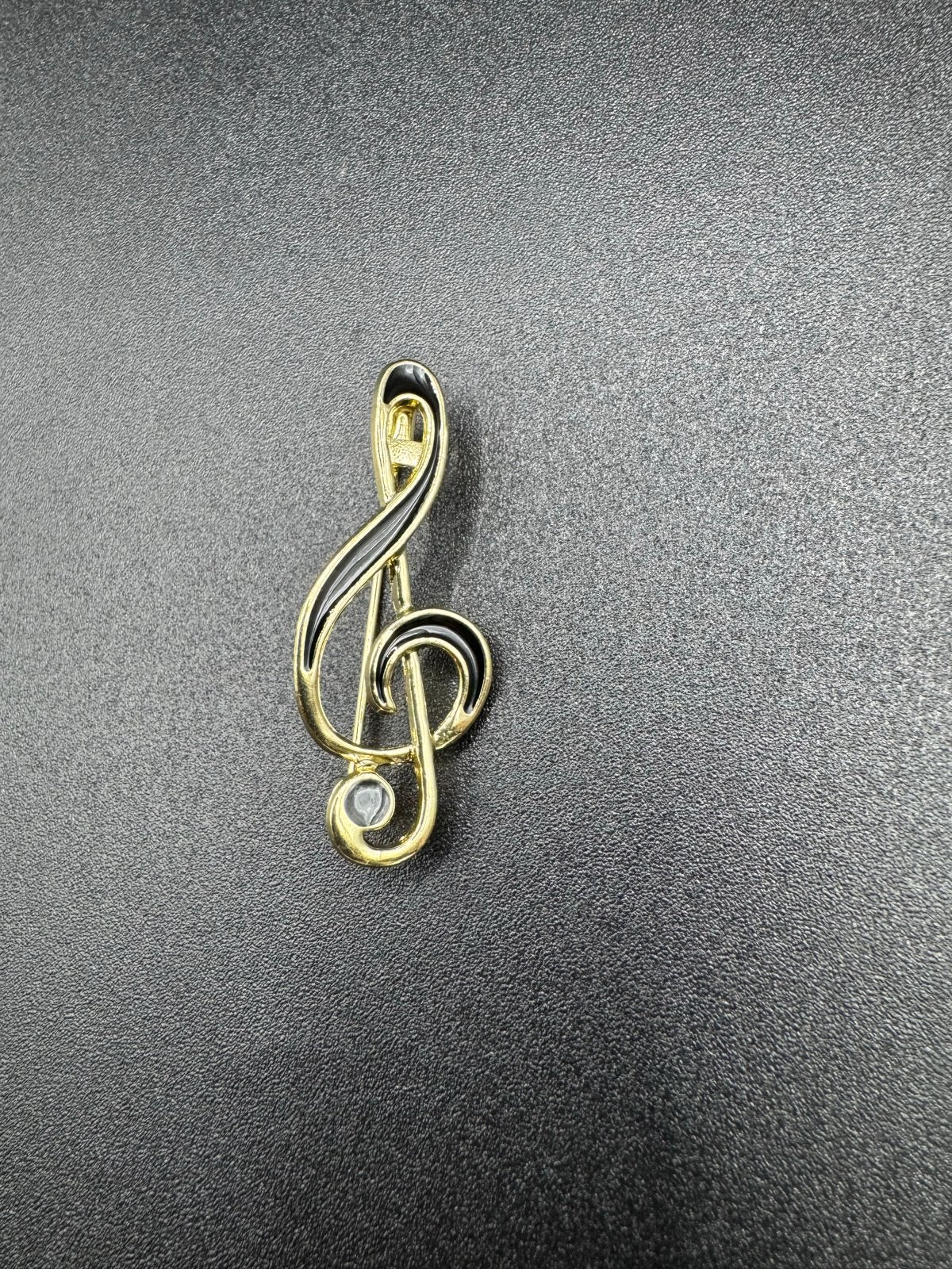 Gouden Muzieksleutel Broche met Kristal, Sieraden, Tassen en Uiterlijk, Broches, Met kristal, Overige materialen, 4 tot 7 cm, Verzenden