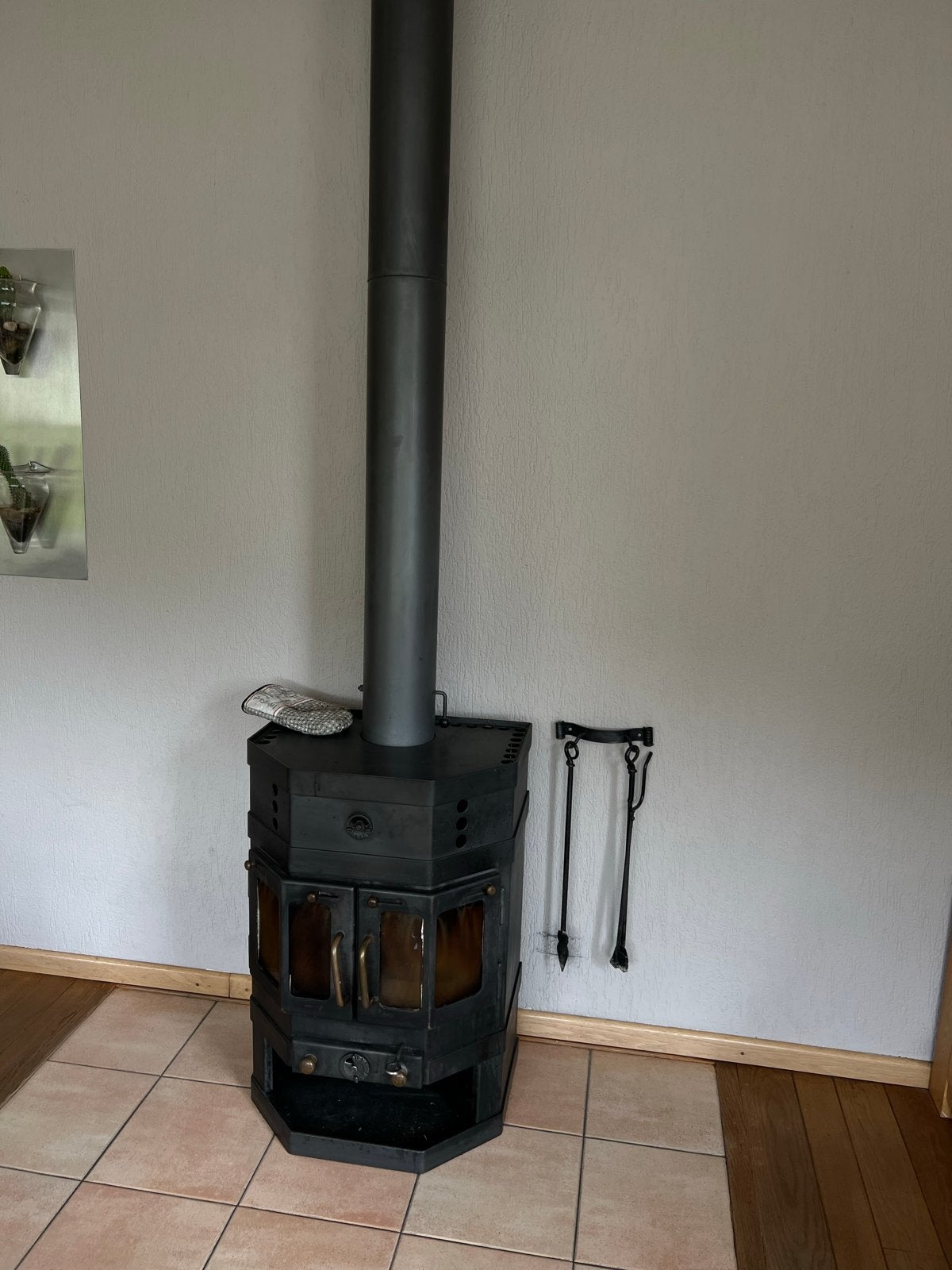 Houtkachel met rookkanaal en accessoires - Ophalen 6 aug, Huis en Inrichting, Kachels, Ophalen, Gebruikt, Houtkachel, Vrijstaand