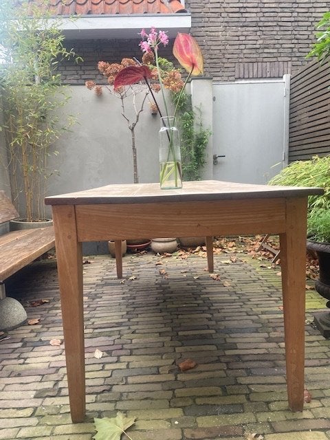 Stoere LEGERTAFEL van perenhout - heel stevig, Ophalen, Gebruikt, Landelijk - Stoer, 50 tot 100 cm