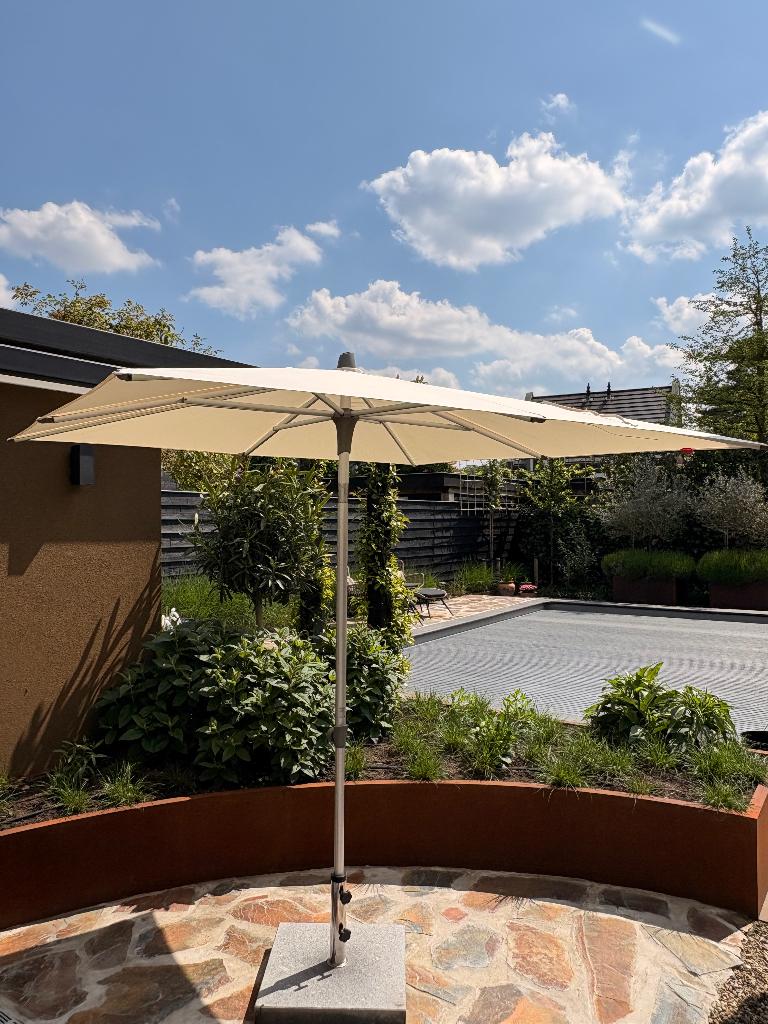 Glatz design Parasol 2.00x2.00 ecru met beschermhoes & voet, Ophalen, Overige typen, 2 tot 3 meter, Zo goed als nieuw