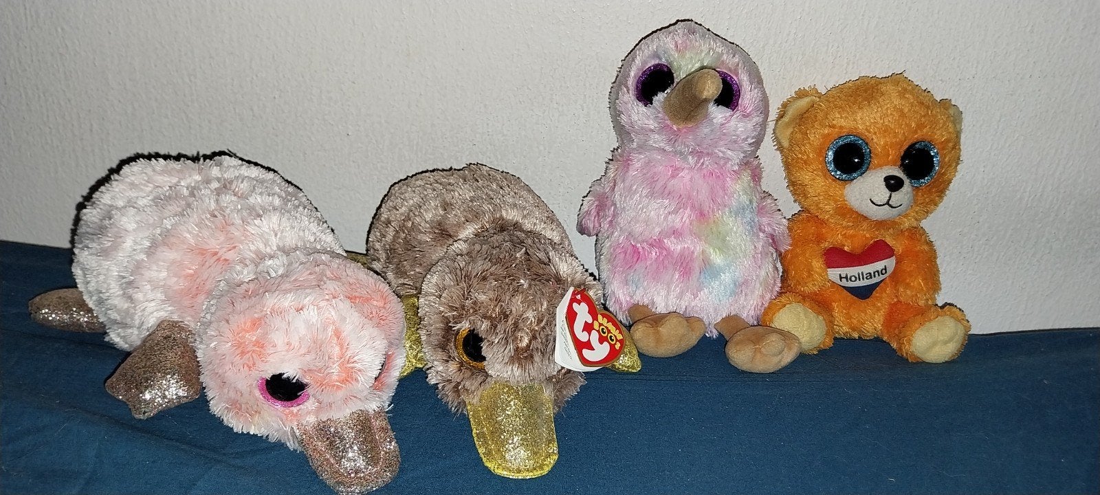 Ty Beanie Boos Knuffels Vogelbekdier, kiwi vogel, beer, Overige karakters, Ophalen of Verzenden, Zo goed als nieuw, Roze