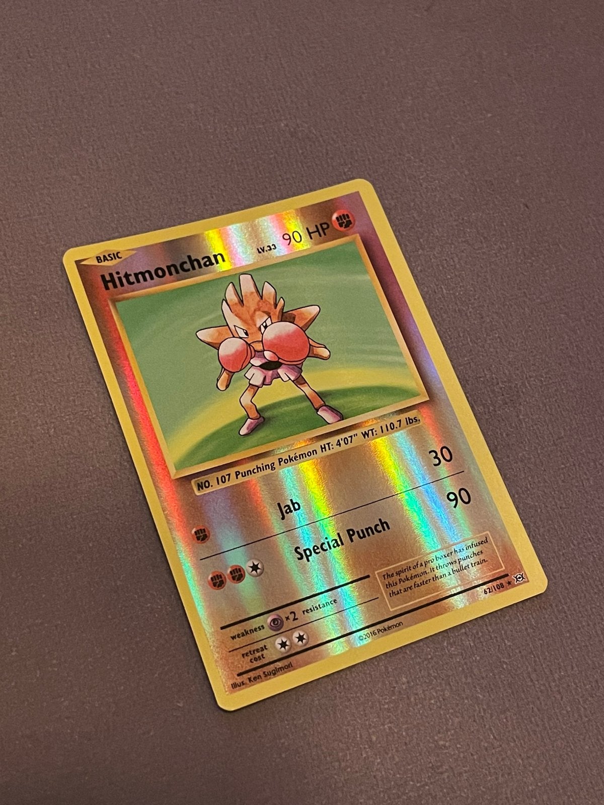 Pokemon Hitmonchan Reverse Holo 62/108, Ophalen of Verzenden, Zo goed als nieuw