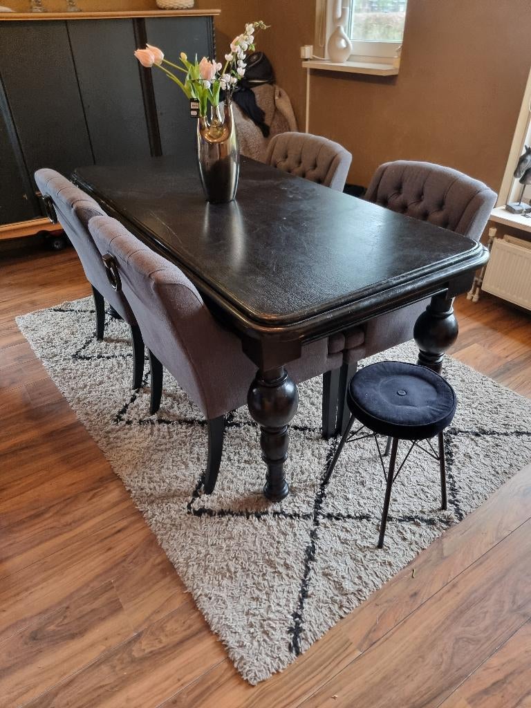 Zwarte eettafel, Huis en Inrichting, Tafels | Eettafels, Ophalen, Gebruikt, 50 tot 100 cm, 150 tot 200 cm