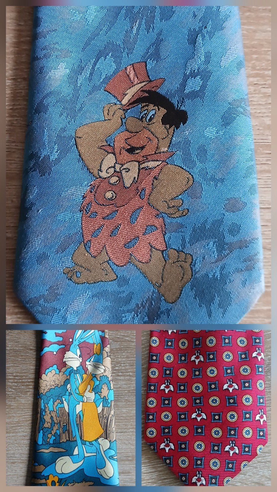 leuke cartoon stropdas bugs bunny sylvester flintstones das, Ophalen of Verzenden, Zo goed als nieuw, Looney tunes, Met patroon