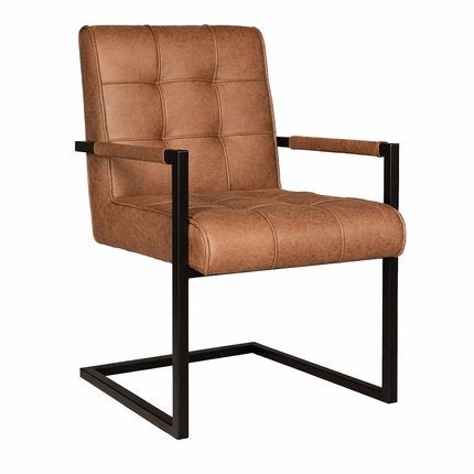 NIEUW IN DOOS: 2 Microvezel Cognac/Bruine Eetkamerstoelen, Huis en Inrichting, Stoelen, Ophalen, Twee, Bruin, Nieuw