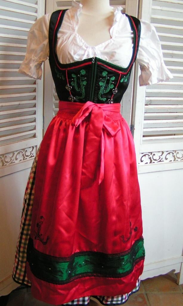 tiroler dirndl jurk schort en blouse maat 36 nr TT 1211, Verzenden, Zo goed als nieuw, Maat 36 (S), Overige thema's